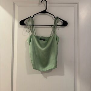 Urban Outfitters Green Tie Crop Tank